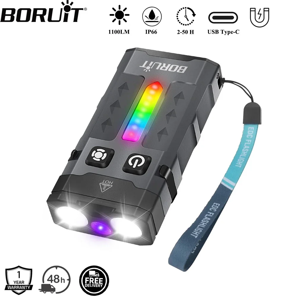 BORUiT EV20 1100LM EDC UV Anah - Keychain Flashlight incelemesi ve fiyatı